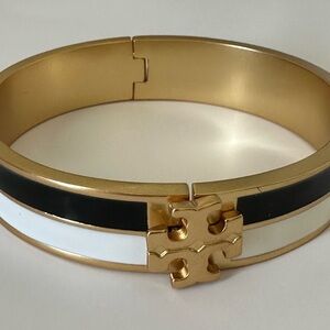 Tory Burch Gold Roxanne with black & white enamel Bracelet
